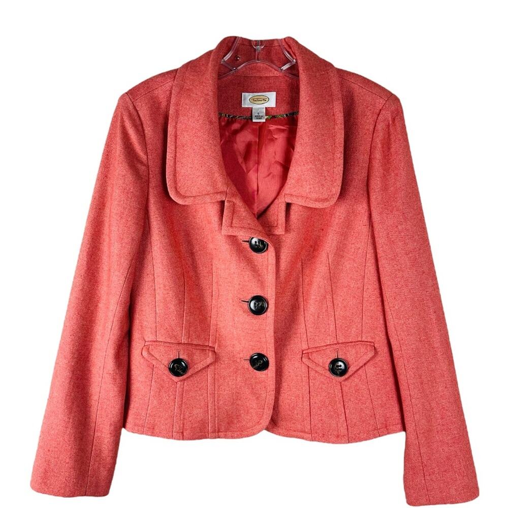 Vintage Talbots peach orange wool preppy office cropped blazer 6